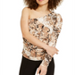 Top feminino com estampa animal e decote assimétrico da IINC International Concepts, marrom, tamanho XX-G