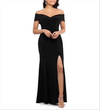 Xscape Women's Cap Sleeve Sweetheart Neckline Full Length Evening Body Con Dress Black Size 6