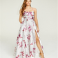 Vestido feminino B. Darlin com decote quadrado, fenda floral, alças finas, comprimento total, corte formal, branco, tamanho 0