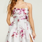 Vestido feminino B. Darlin com decote quadrado, fenda floral, alças finas, comprimento total, corte formal, branco, tamanho 0