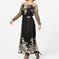 Vestido longo feminino bordado ombro a ombro da INC International Concepts, preto, tamanho 10