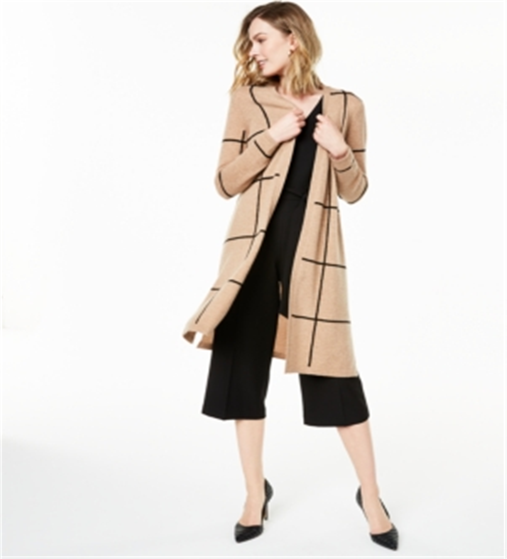 Cardigan Duster Feminino Charter Club Marrom Tamanho P