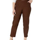 Calça elástica slim fit Alfred Dunner Allure feminina, marrom, tamanho pequeno