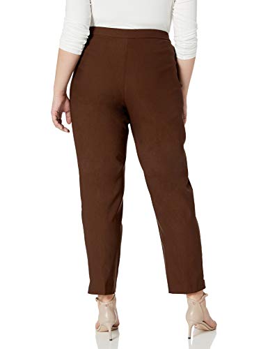 Calça elástica slim fit Alfred Dunner Allure feminina, marrom, tamanho pequeno