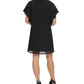 Vestido de festa feminino DKNY com decote em V e pregas, preto, tamanho médio