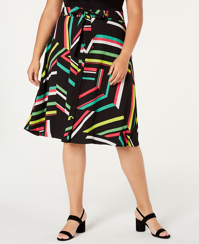 Saia feminina Bar III Trendy Plus estampada preta tamanho 14W