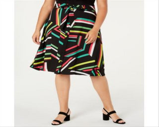 Saia listrada plus size Bar III feminina, preta, tamanho 24W