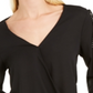 Inc Feminino Novo Top Preto com Franjas e Gola V Enfeitada Manga Longa Tamanho M