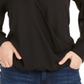 Inc Feminino Novo Top Preto com Franjas e Gola V Enfeitada Manga Longa Tamanho M
