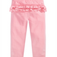 Leggings com babados e ilhós First Impressions para bebês meninas, rosa, tamanho 6 a 9 meses