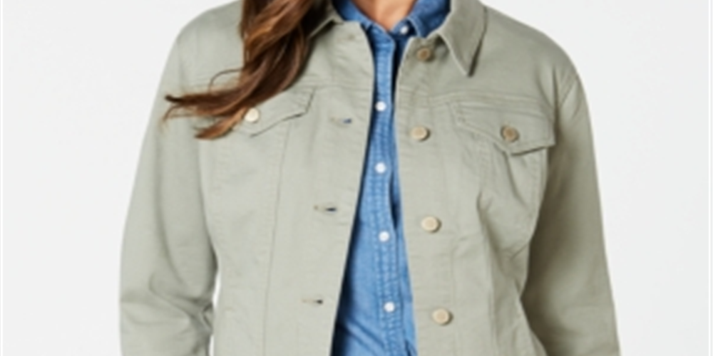 Jaqueta jeans feminina Charter Club verde tamanho M