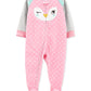 Calça Carter's Girl's Footies Estampada Coruja Leve Fleece Rosa Tamanho 4T