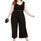 Love Squared Macacão Feminino Sem Mangas Decote V Perna Larga Plus Size Preto Tamanho 1X