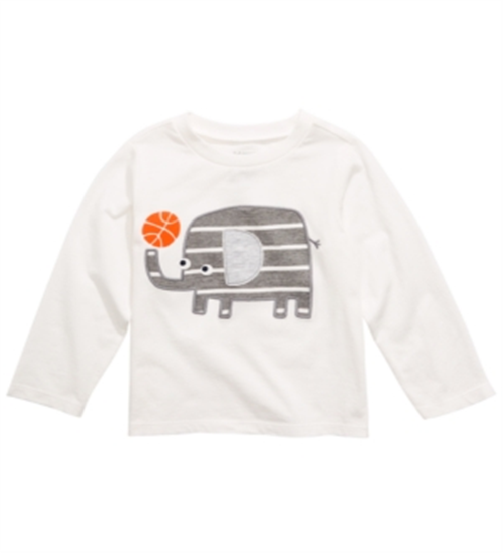 Camiseta de algodão com estampa de elefante de manga comprida First Impressions para bebê menino, tamanho 18 meses
