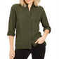 Camisa feminina Michael Kors com gola Dobby - Verde, tamanho pequeno G