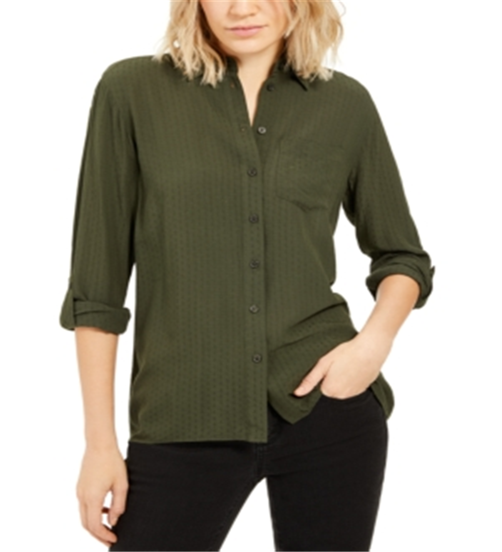 Camisa feminina Michael Kors com gola Dobby - Verde, tamanho pequeno G