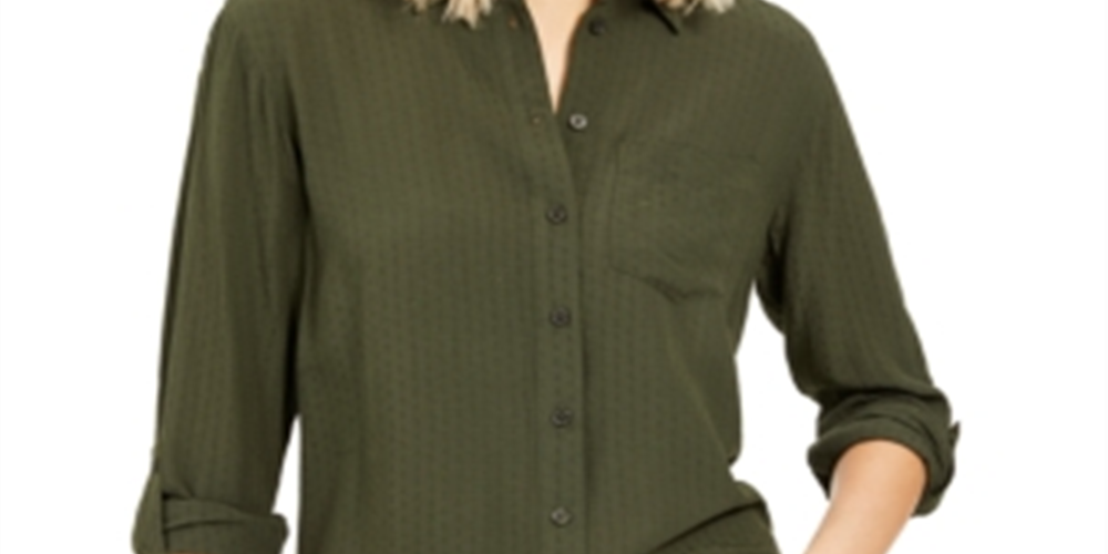 Camisa feminina Michael Kors com gola Dobby - Verde, tamanho pequeno G