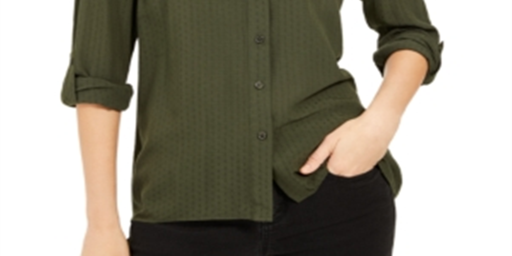 Camisa feminina Michael Kors com gola Dobby - Verde, tamanho pequeno G