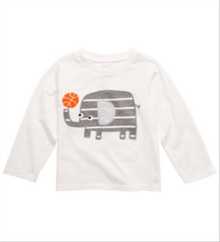 Camiseta manga longa elefante First Impressions para bebê menino, branca, tamanho 24 meses