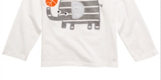 Camiseta manga longa elefante First Impressions para bebê menino, branca, tamanho 24 meses