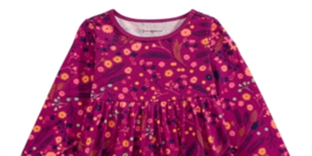 Túnica infantil de algodão com estampa floral First Impressions para meninas, roxa, tamanho 2T