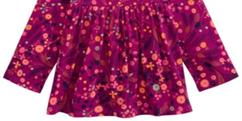Túnica infantil de algodão com estampa floral First Impressions para meninas, roxa, tamanho 2T