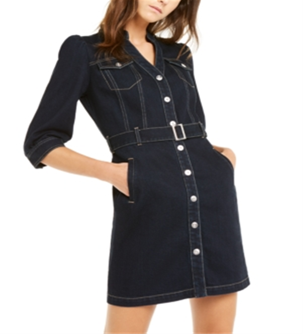 Camisa jeans com cinto feminina Inc International Concepts, azul, tamanho 12