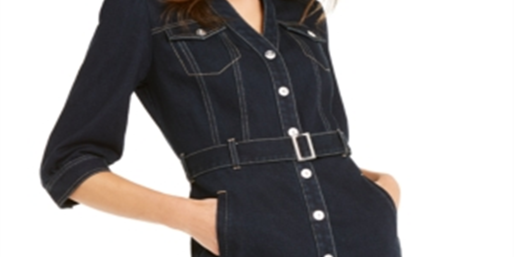 Camisa jeans com cinto feminina Inc International Concepts, azul, tamanho 12