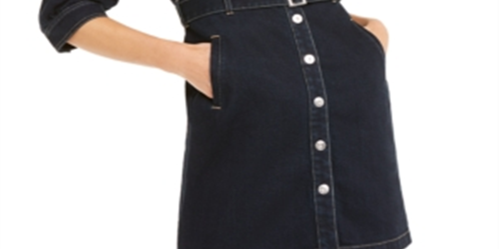 Camisa jeans com cinto feminina Inc International Concepts, azul, tamanho 12
