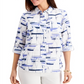 Camisa feminina com estampa de veleiro Charter Club, branca, tamanho XX-G