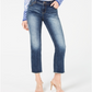 Calça jeans feminina cropped com bainha crua e perna reta, azul, tamanho 4, da Inc International Concepts