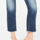 Calça jeans feminina cropped com bainha crua e perna reta, azul, tamanho 4, da Inc International Concepts