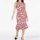Vestido sereia MIDI com decote em joia estampado Alfani feminino, tamanho 14, vermelho