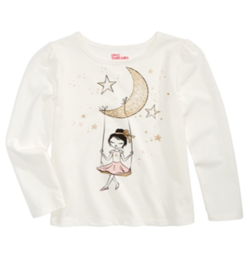 Camiseta infantil feminina Epic Threads Moon Girl, branca, tamanho 2T