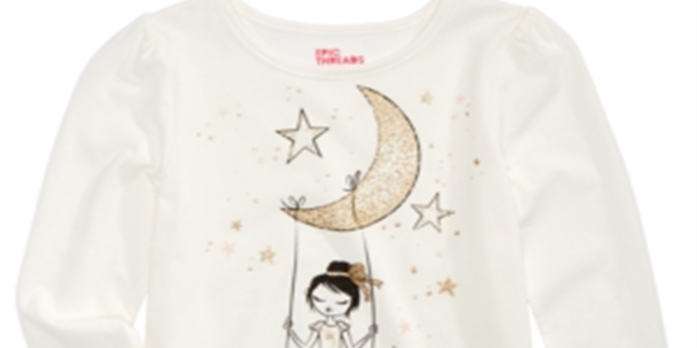 Camiseta infantil feminina Epic Threads Moon Girl, branca, tamanho 2T