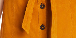 Minissaia Joie Feminina em Couro de Cordeiro e Camurça, Amarela, Tamanho 4