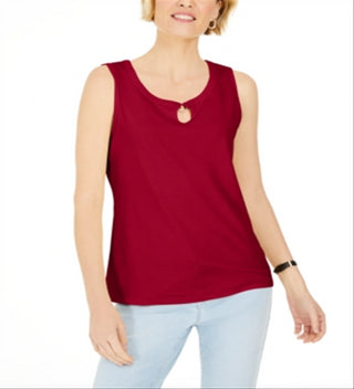Karen Scott Women's Keyhole Hardware Tank Red Size Medium