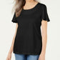 Karen Scott Blusa Feminina com Mangas Flutter e Acabamento em Basketweave, Preta, Tamanho P