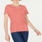 Karen Scott Top Feminino de Algodão com Tachas e Decote em Forma de Fechadura Laranja Tamanho Pequeno GG