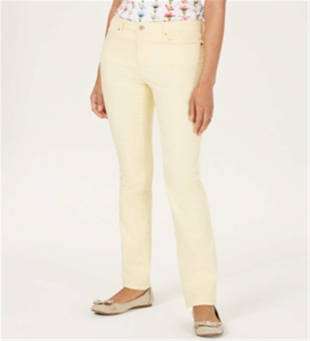 Calça jeans feminina Lexington reta, tamanho 4, amarela, Charter Club