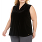 Blusa Calvin Klein Feminina Plus Size de Veludo com Gola V Preta Tamanho 1X
