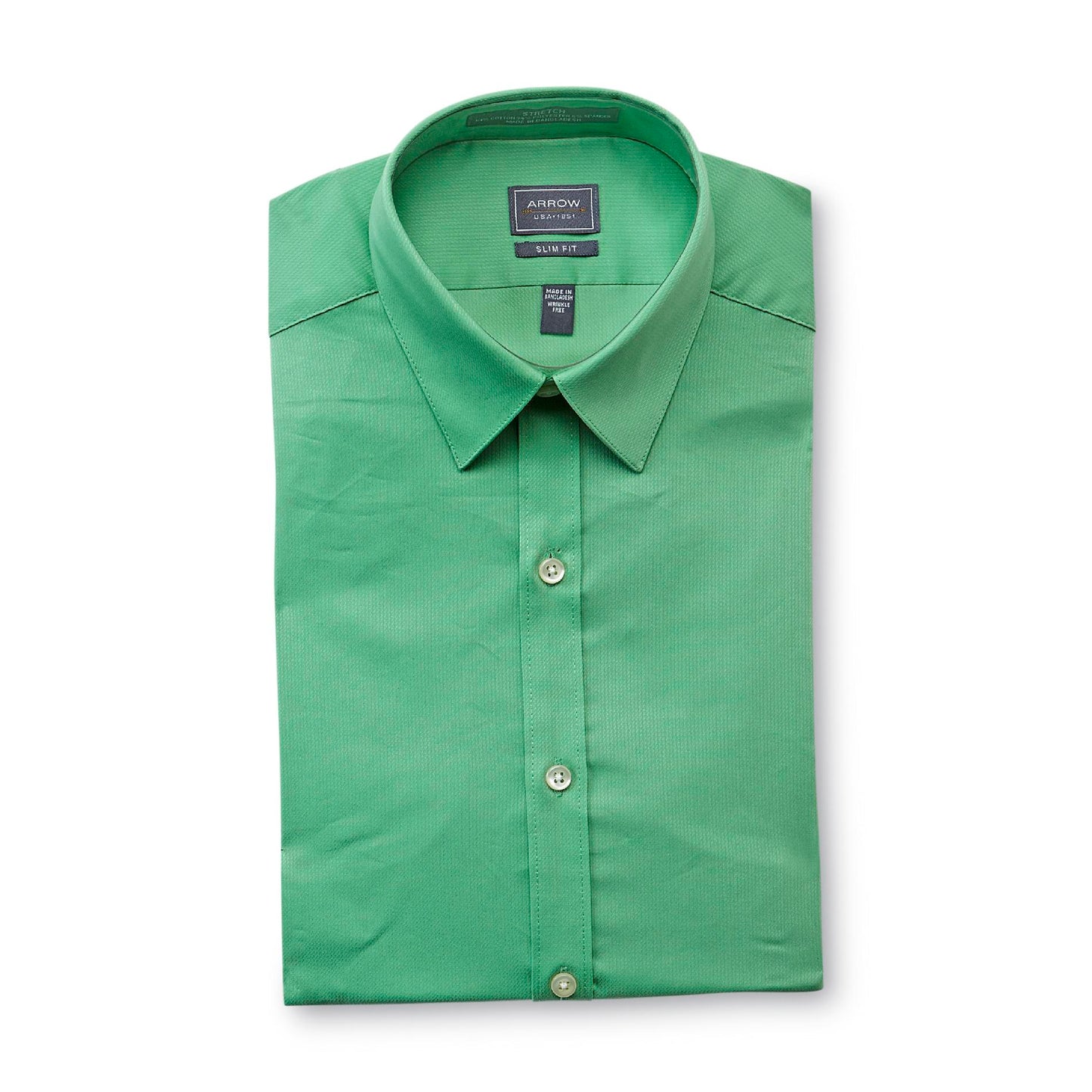 Camisa social elástica slim fit masculina Arrow, verde, tamanho: grande 32/33