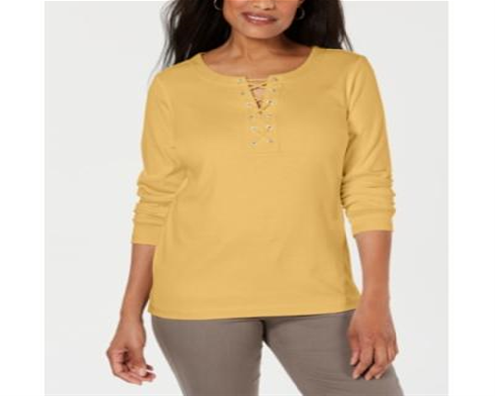 Karen Scott Blusa Feminina Manga Longa Gola V Amarela Tamanho P