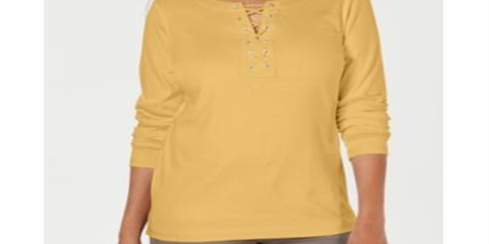Karen Scott Blusa Feminina Manga Longa Gola V Amarela Tamanho P