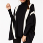 Poncho feminino listrado Alfani, preto, tamanho médio