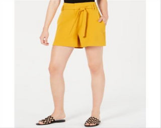 Shorts femininos Bar III Paperbag-Waist, amarelo, tamanho 2XL