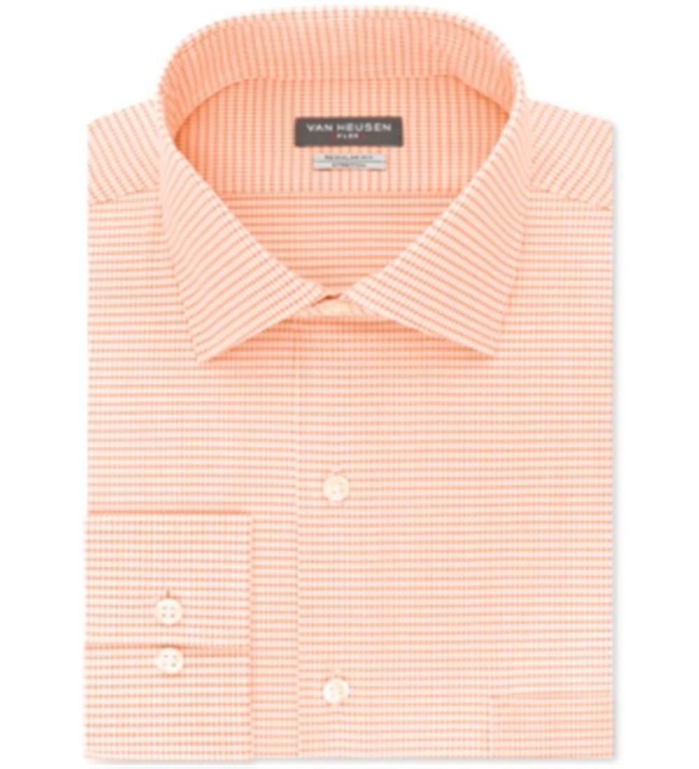 Camisa masculina Van Heusen Regular Fit Flex com botões laranja tamanho 18x36-37-XXL