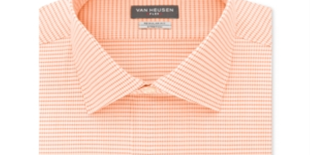 Camisa masculina Van Heusen Regular Fit Flex com botões laranja tamanho 18x36-37-XXL