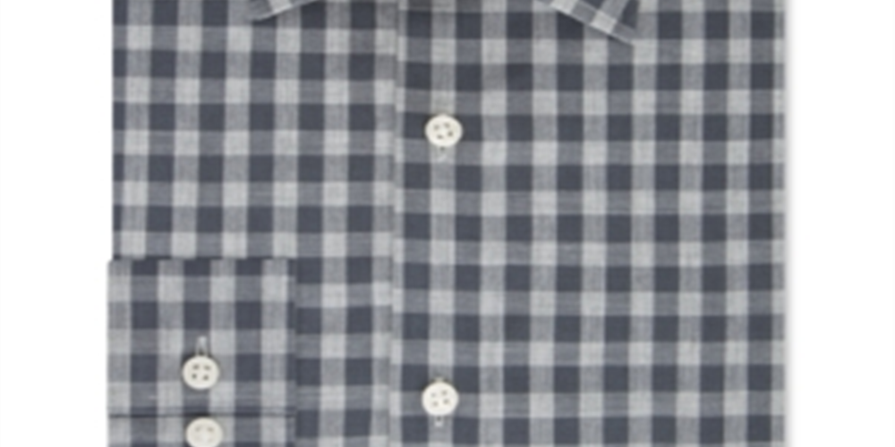 Camisa social masculina Michael Kors Airsoft Performance Stretch Check, cinza rock, tamanho 16,5 x 34-35