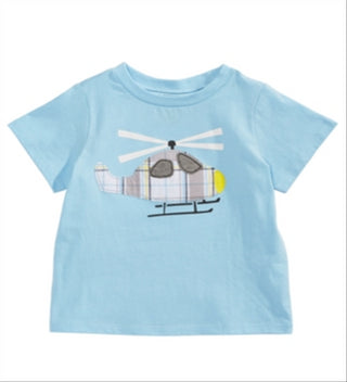 Camiseta infantil de algodão com estampa de helicóptero First Impressions para meninos, tamanho 3 a 6 meses, azul, tamanho 3 a 6 meses